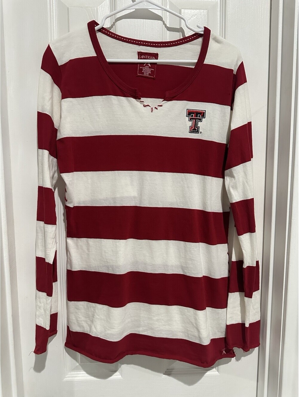 VTG Antigua Texas Tech Red Raiders Women's Striped Large Red And White-Double T